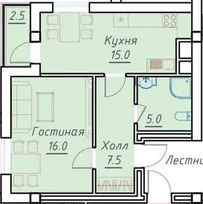*Mustakillik Avenue Дархан Центр 2ком квартира.Коробка 46м2.Инвестиция