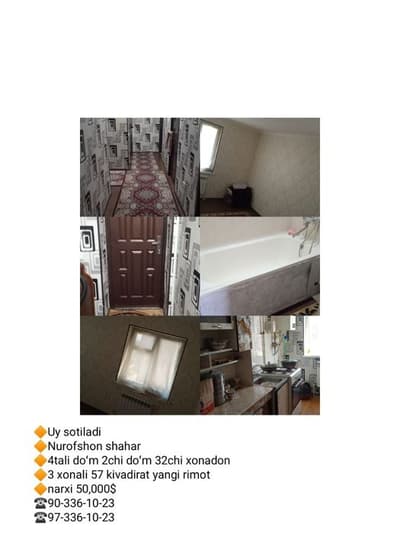 Uy sotiladi 3 xonali