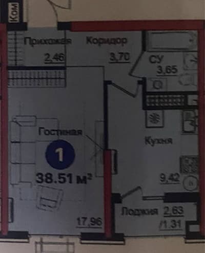 2 квартира ЖК NRG Yangi Baxt 1/5/12 40 м2