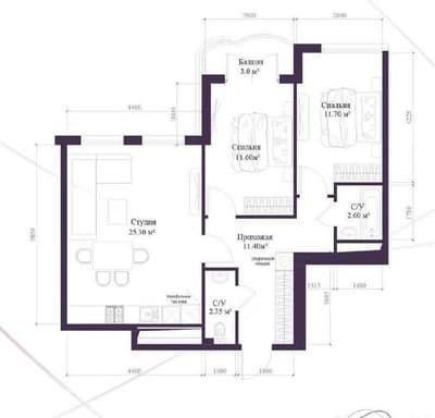 3-х комнатная в ЖК «Skyline» ID: 5975